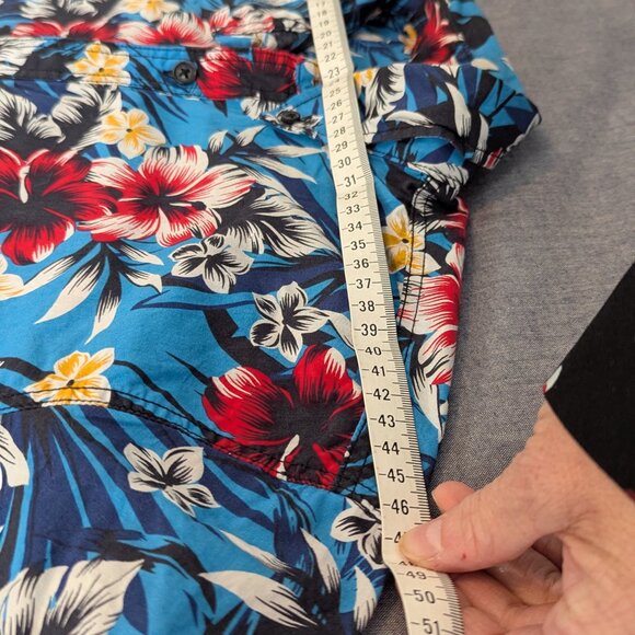 Produkt Floral Button Down Short Sleeve Men's Shirt - Blue- Size M - Picture 10 of 10